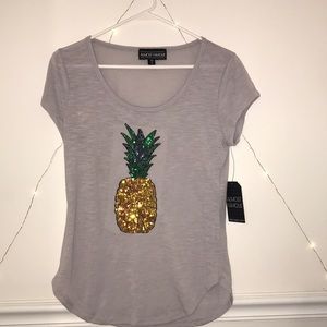 grey pineapple sequin tee